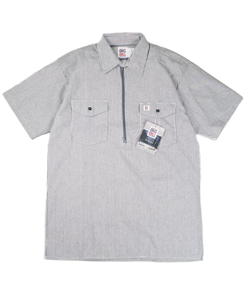 BIG BILL(ビッグビル)の「【T18】【BIGBILL/ビッグビル】ZIP UP HICKORY SHORT SLEEVE SHIRT BB183S(シャツ/ブラウス・メンズ・ストライプ・LARGE/MEDIUM/SMALL)」の1枚目の写真