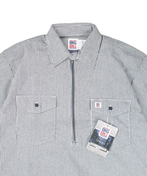 BIG BILL(ビッグビル)の「【T18】【BIGBILL/ビッグビル】ZIP UP HICKORY SHORT SLEEVE SHIRT BB183S(シャツ/ブラウス・メンズ・ストライプ・LARGE/MEDIUM/SMALL)」の2枚目の写真