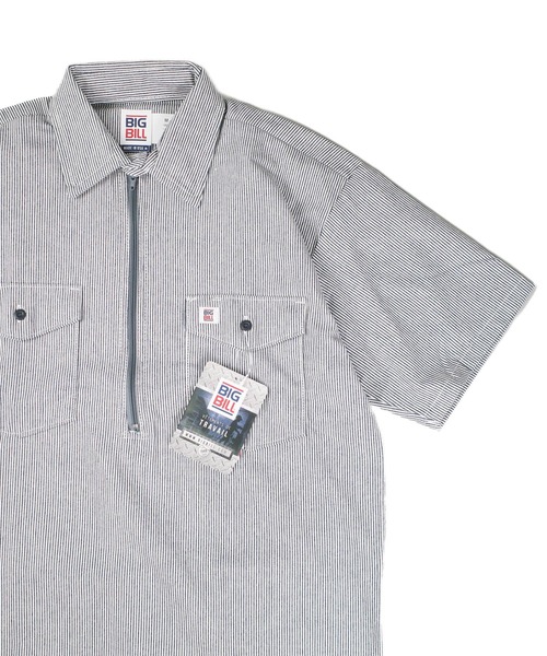 BIG BILL(ビッグビル)の「【T18】【BIGBILL/ビッグビル】ZIP UP HICKORY SHORT SLEEVE SHIRT BB183S(シャツ/ブラウス・メンズ・ストライプ・LARGE/MEDIUM/SMALL)」の3枚目の写真