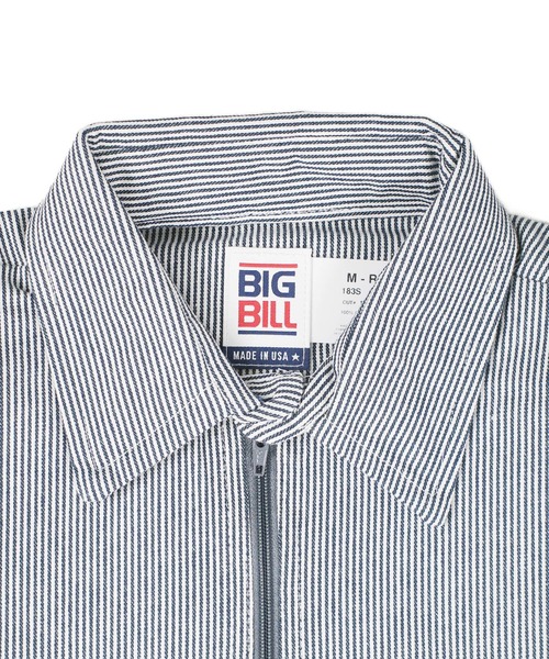 BIG BILL(ビッグビル)の「【T18】【BIGBILL/ビッグビル】ZIP UP HICKORY SHORT SLEEVE SHIRT BB183S(シャツ/ブラウス・メンズ・ストライプ・LARGE/MEDIUM/SMALL)」の4枚目の写真