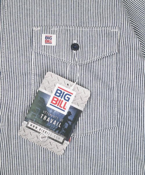 BIG BILL(ビッグビル)の「【T18】【BIGBILL/ビッグビル】ZIP UP HICKORY SHORT SLEEVE SHIRT BB183S(シャツ/ブラウス・メンズ・ストライプ・LARGE/MEDIUM/SMALL)」の5枚目の写真