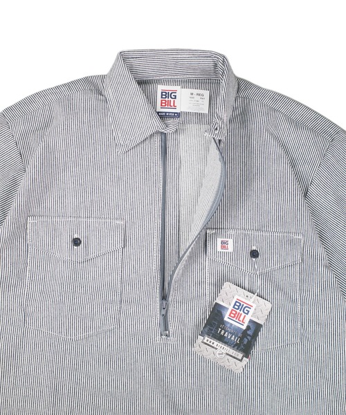 BIG BILL(ビッグビル)の「【T18】【BIGBILL/ビッグビル】ZIP UP HICKORY SHORT SLEEVE SHIRT BB183S(シャツ/ブラウス・メンズ・ストライプ・LARGE/MEDIUM/SMALL)」の7枚目の写真