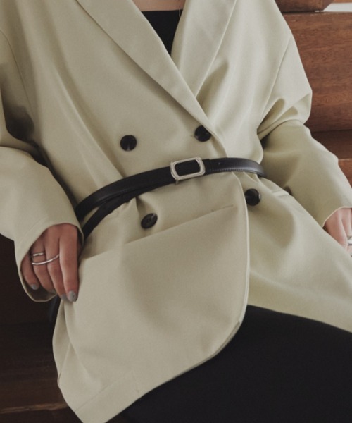 Aunt Marie's（アントマリーズ）の「スクエアバックルレザーベルト/本革（ベルト・レディース・ブラック/ベージュ・FREE）」の5枚目の写真