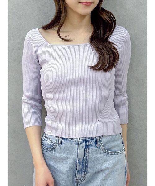 dazzlin（ダズリン）の「バックレースアップタイトニット（ニット/セーター・レディース・ブラック/グレー/オフホワイト/ラベンダー/ピンク・FREE）」の4枚目の写真