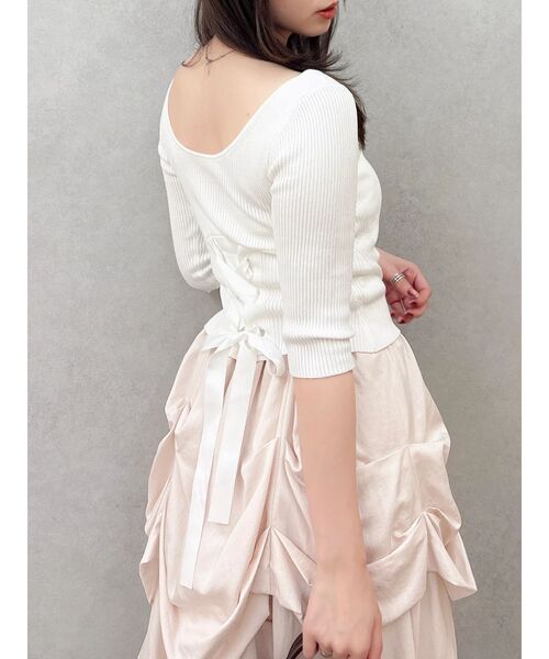 dazzlin（ダズリン）の「バックレースアップタイトニット（ニット/セーター・レディース・ブラック/グレー/オフホワイト/ラベンダー/ピンク・FREE）」の8枚目の写真