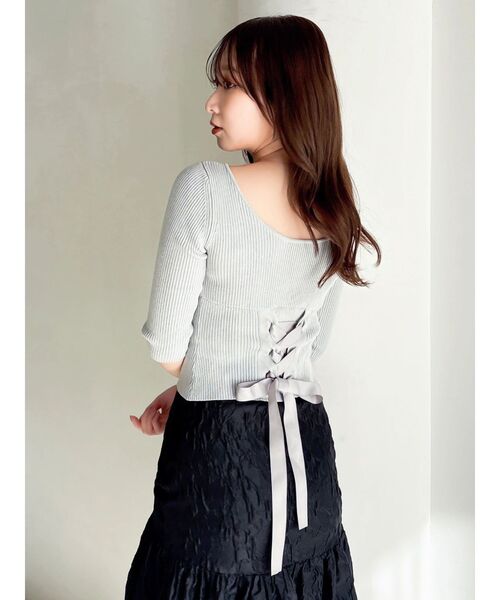 dazzlin（ダズリン）の「バックレースアップタイトニット（ニット/セーター・レディース・ブラック/グレー/オフホワイト/ラベンダー/ピンク・FREE）」の19枚目の写真