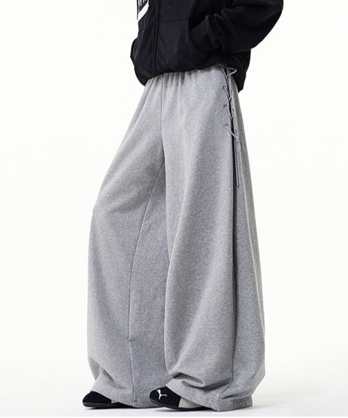 neos（ネオス）の「【neos】ユニセックス サイド レースアップ ルーズ ワイド スウェット パンツ メンズ レディース（スウェットパンツ・メンズ・ブラック/グレー・MEDIUM/LARGE/X-LARGE）」の8枚目の写真