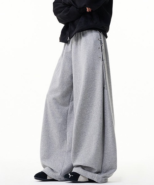neos（ネオス）の「【neos】ユニセックス サイド レースアップ ルーズ ワイド スウェット パンツ メンズ レディース（スウェットパンツ・メンズ・ブラック/グレー・MEDIUM/LARGE/X-LARGE）」の5枚目の写真