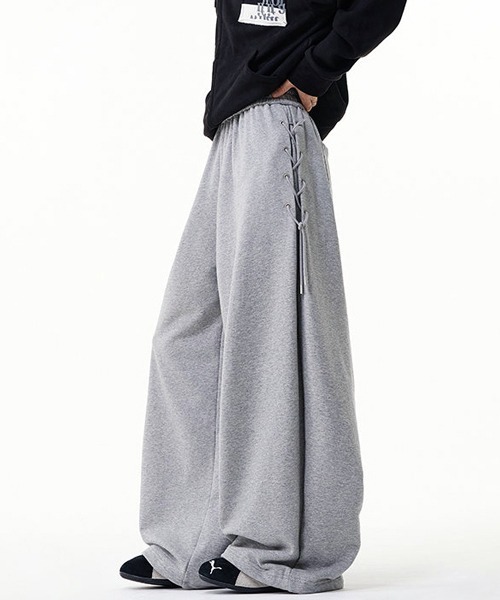 neos（ネオス）の「【neos】ユニセックス サイド レースアップ ルーズ ワイド スウェット パンツ メンズ レディース（スウェットパンツ・メンズ・ブラック/グレー・MEDIUM/LARGE/X-LARGE）」の7枚目の写真
