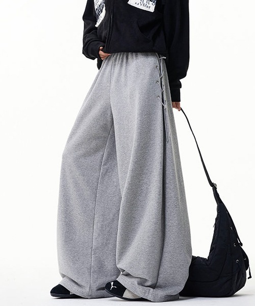 neos（ネオス）の「【neos】ユニセックス サイド レースアップ ルーズ ワイド スウェット パンツ メンズ レディース（スウェットパンツ・メンズ・ブラック/グレー・MEDIUM/LARGE/X-LARGE）」の10枚目の写真