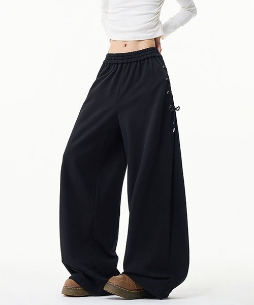 neos（ネオス）の「【neos】ユニセックス サイド レースアップ ルーズ ワイド スウェット パンツ メンズ レディース（スウェットパンツ・メンズ・ブラック/グレー・MEDIUM/LARGE/X-LARGE）」の17枚目の写真