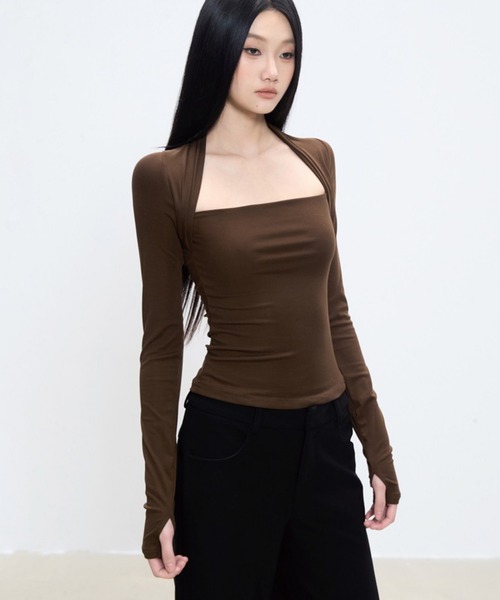 ADDITION STORE(アディションストア)の「\デコルテ綺麗/ボックスネック ロンT / asrin(Tシャツ/カットソー・レディース・ブラック/ブラウン・SMALL/MEDIUM/LARGE)」の1枚目の写真