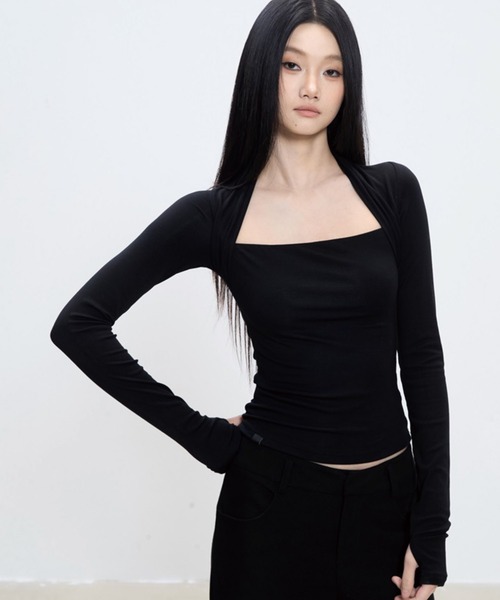ADDITION STORE(アディションストア)の「\デコルテ綺麗/ボックスネック ロンT / asrin(Tシャツ/カットソー・レディース・ブラック/ブラウン・SMALL/MEDIUM/LARGE)」の3枚目の写真