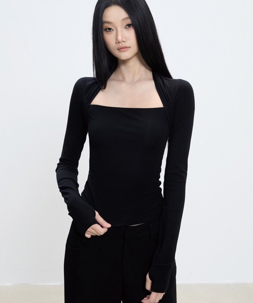 ADDITION STORE(アディションストア)の「\デコルテ綺麗/ボックスネック ロンT / asrin(Tシャツ/カットソー・レディース・ブラック/ブラウン・SMALL/MEDIUM/LARGE)」の5枚目の写真