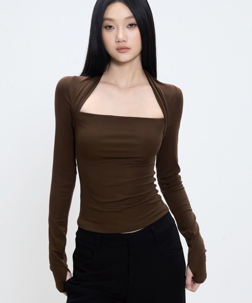 ADDITION STORE(アディションストア)の「\デコルテ綺麗/ボックスネック ロンT / asrin(Tシャツ/カットソー・レディース・ブラック/ブラウン・SMALL/MEDIUM/LARGE)」の7枚目の写真