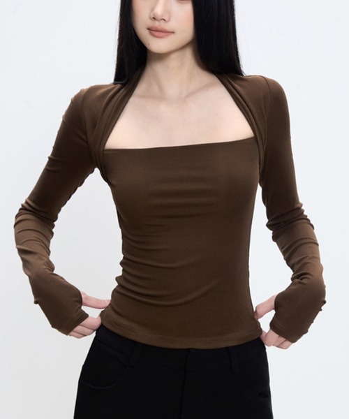 ADDITION STORE(アディションストア)の「\デコルテ綺麗/ボックスネック ロンT / asrin(Tシャツ/カットソー・レディース・ブラック/ブラウン・SMALL/MEDIUM/LARGE)」の9枚目の写真