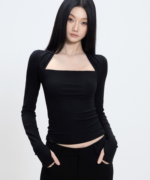 ADDITION STORE(アディションストア)の「\デコルテ綺麗/ボックスネック ロンT / asrin(Tシャツ/カットソー・レディース・ブラック/ブラウン・SMALL/MEDIUM/LARGE)」の4枚目の写真