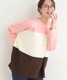 SHOO・LA・RUE | 【洗濯機可/S-LL/体型カバー】インせず着られる 3段切替 配色トップス(Tシャツ/カットソー)