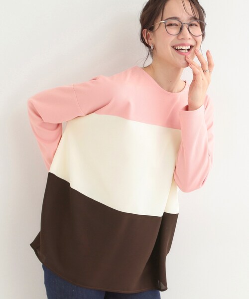 SHOO・LA・RUE(シューラルー)の「3段切り替え配色トップス(Tシャツ/カットソー・レディース・ブルー系9/グレー系4/ピンク系9/チャコール・04/02/03/01)」の4枚目の写真