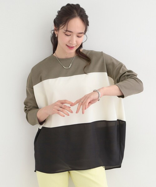 SHOO・LA・RUE(シューラルー)の「3段切り替え配色トップス(Tシャツ/カットソー・レディース・ブルー系9/グレー系4/ピンク系9/チャコール・04/02/03/01)」の22枚目の写真