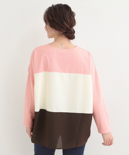 SHOO・LA・RUE(シューラルー)の「3段切り替え配色トップス(Tシャツ/カットソー・レディース・ブルー系9/グレー系4/ピンク系9/チャコール・04/02/03/01)」の20枚目の写真