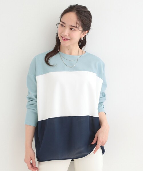 SHOO・LA・RUE(シューラルー)の「3段切り替え配色トップス(Tシャツ/カットソー・レディース・ブルー系9/グレー系4/ピンク系9/チャコール・04/02/03/01)」の11枚目の写真