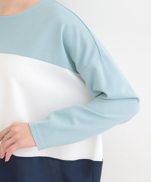 SHOO・LA・RUE(シューラルー)の「3段切り替え配色トップス(Tシャツ/カットソー・レディース・ブルー系9/グレー系4/ピンク系9/チャコール・04/02/03/01)」の8枚目の写真