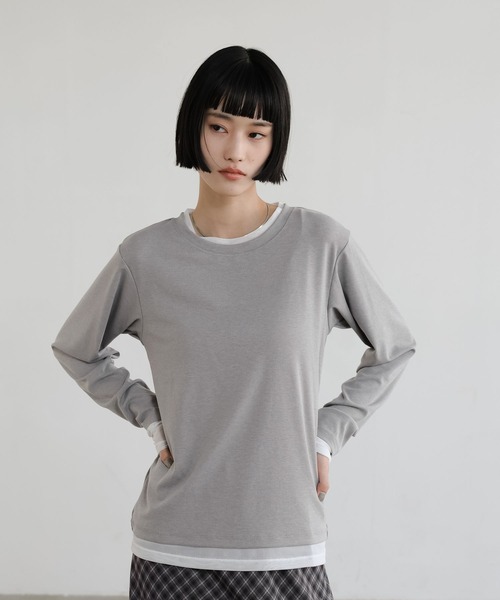 LOWRYS FARM（ローリーズファーム）の「シアーレイヤードＬＳ 661428（Tシャツ/カットソー・レディース・ブラック/アイボリー/グレー/イエロー・FREE）」の3枚目の写真