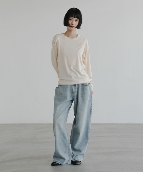 LOWRYS FARM（ローリーズファーム）の「シアーレイヤードＬＳ 661428（Tシャツ/カットソー・レディース・ブラック/アイボリー/グレー/イエロー・FREE）」の5枚目の写真