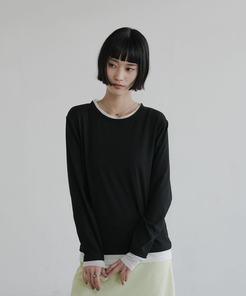 LOWRYS FARM（ローリーズファーム）の「シアーレイヤードＬＳ 661428（Tシャツ/カットソー・レディース・ブラック/アイボリー/グレー/イエロー・FREE）」の7枚目の写真