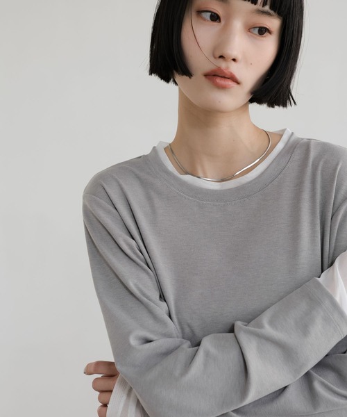 LOWRYS FARM（ローリーズファーム）の「シアーレイヤードＬＳ 661428（Tシャツ/カットソー・レディース・ブラック/アイボリー/グレー/イエロー・FREE）」の12枚目の写真