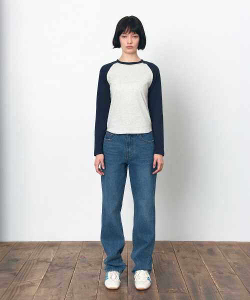 SIYAZU(シヤジュ)の「SITP5244 スリムラグラン配色Tシャツ_Navy(Tシャツ/カットソー・レディース・ネイビー・ONE)」の2枚目の写真
