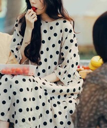 AMAJI（アマジ）の「ドット柄ロングワンピース（ワンピース）」