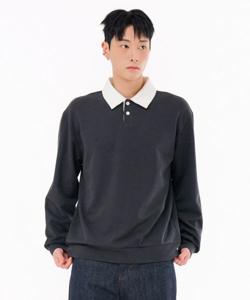 CHASECULT（チェイスカルト）の「男性カラー配色スウェットシャツ-FARK5116B0L（スウェット・メンズ・チャコールグレー・95/100/105）」の2枚目の写真