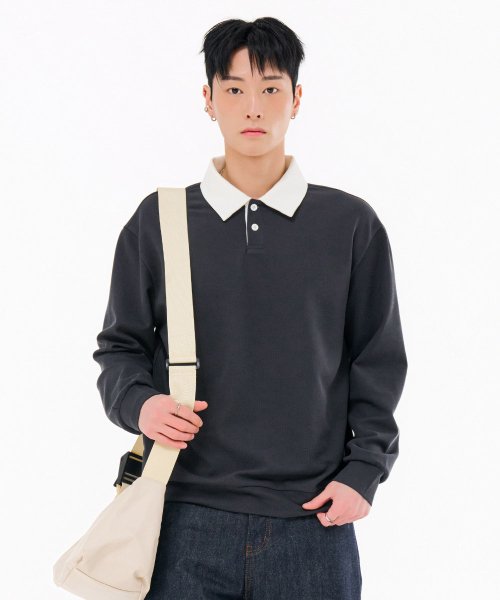 CHASECULT（チェイスカルト）の「男性カラー配色スウェットシャツ-FARK5116B0L（スウェット・メンズ・チャコールグレー・95/100/105）」の4枚目の写真