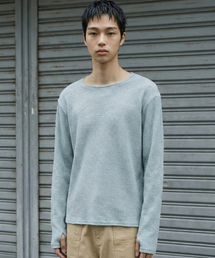 BOAT NECK FINGER HOLE LONG SLEEVE (SKYBLUE WAFFLE)