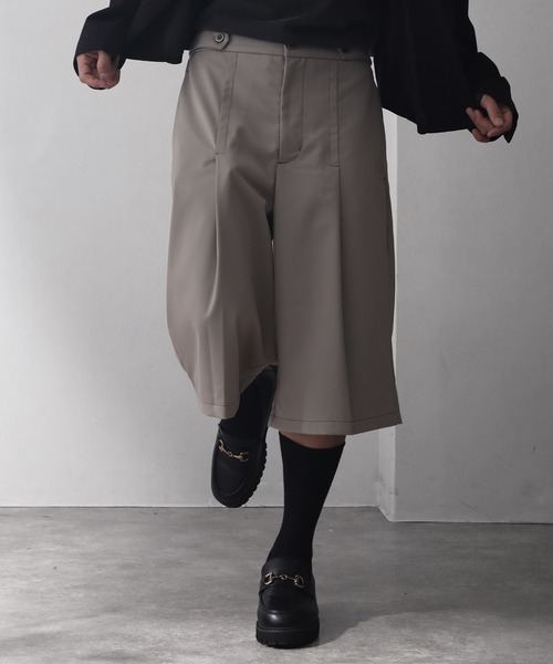 welise(ウェライズ)の「【welise/ウェライズ】ハイグレードヘビーTR ステッチタックモードハーフスラックス(その他パンツ・メンズ・グレイッシュベージュ/ブラック/ダークネイビー・L/M/S)」の2枚目の写真