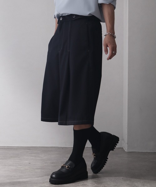 welise(ウェライズ)の「【welise/ウェライズ】ハイグレードヘビーTR ステッチタックモードハーフスラックス(その他パンツ・メンズ・グレイッシュベージュ/ブラック/ダークネイビー・L/M/S)」の3枚目の写真