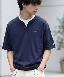 KANGOL（カンゴール）の「【KANGOL カンゴール】別注 ワンポイント ロゴ刺繍 ヘンリーネック Tシャツ（Tシャツ/カットソー）」