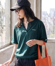 KANGOL（カンゴール）の「【KANGOL カンゴール】別注 ワンポイント ロゴ刺繍 ヘンリーネック Tシャツ（Tシャツ/カットソー）」