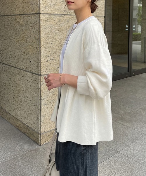 STYLE DELI(スタイルデリ)の「【LUXE】セット対応◆Wジップペプラムトップス(ニット/セーター・レディース・ホワイト/ブラック・FREE)」の1枚目の写真