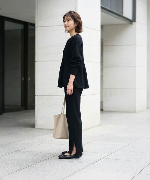 STYLE DELI(スタイルデリ)の「【LUXE】セット対応◆Wジップペプラムトップス(ニット/セーター・レディース・ホワイト/ブラック・FREE)」の4枚目の写真