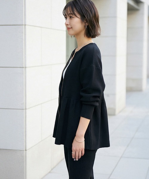 STYLE DELI(スタイルデリ)の「【LUXE】セット対応◆Wジップペプラムトップス(ニット/セーター・レディース・ホワイト/ブラック・FREE)」の5枚目の写真