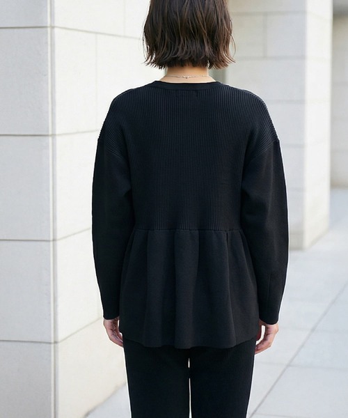 STYLE DELI(スタイルデリ)の「【LUXE】セット対応◆Wジップペプラムトップス(ニット/セーター・レディース・ホワイト/ブラック・FREE)」の6枚目の写真