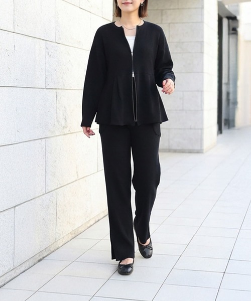 STYLE DELI(スタイルデリ)の「【LUXE】セット対応◆Wジップペプラムトップス(ニット/セーター・レディース・ホワイト/ブラック・FREE)」の7枚目の写真