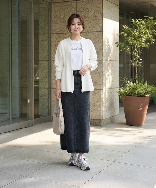STYLE DELI(スタイルデリ)の「【LUXE】セット対応◆Wジップペプラムトップス(ニット/セーター・レディース・ホワイト/ブラック・FREE)」の9枚目の写真