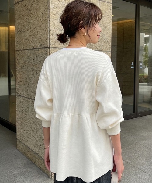 STYLE DELI(スタイルデリ)の「【LUXE】セット対応◆Wジップペプラムトップス(ニット/セーター・レディース・ホワイト/ブラック・FREE)」の12枚目の写真