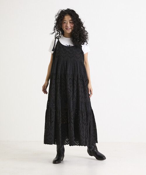 Freada（フリーダ）の「Freada/フリーダ インドシフリティアード肩リボンキャミドレス（ワンピース・レディース・ブラック/ホワイト/イエロー・ONE SIZE）」の17枚目の写真