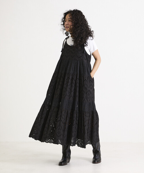 Freada（フリーダ）の「Freada/フリーダ インドシフリティアード肩リボンキャミドレス（ワンピース・レディース・ブラック/ホワイト/イエロー・ONE SIZE）」の18枚目の写真