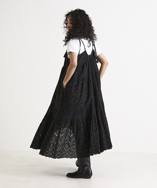 Freada（フリーダ）の「Freada/フリーダ インドシフリティアード肩リボンキャミドレス（ワンピース・レディース・ブラック/ホワイト/イエロー・ONE SIZE）」の21枚目の写真